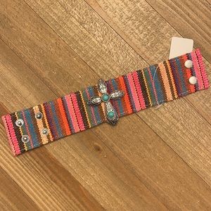 Cute adjustable cross cuff  serape bracelet